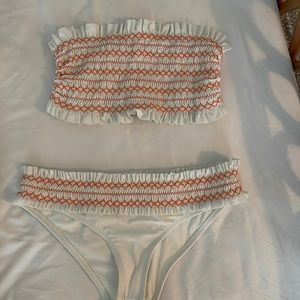 Tory Burch Orange and White Ruffle Bikini